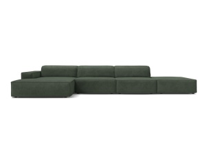 Canapea modulara cu colt verde muschi din textil pentru 5 persoane Jodie Liberty Left Micadoni