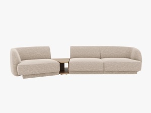 Canapea modulara cu masa de cafea bej din textil pentru 3 persoane Miley Chenille Left Micadoni