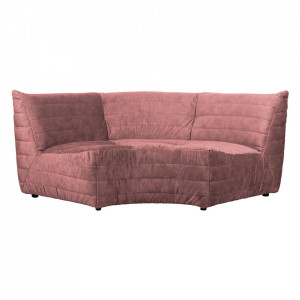 Canapea modulara de colt roz din catifea 200 cm Bag Woood