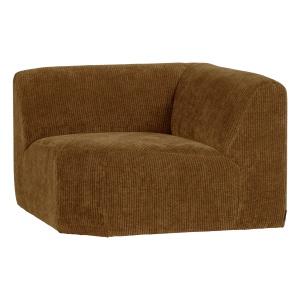 Canapea modulara galben miere din textil 105 cm Mojo Rib Corner Woood