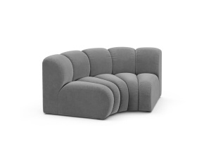 Canapea modulara gri deschis din catifea pentru 1 persoana Lupine Venus Corner Micadoni