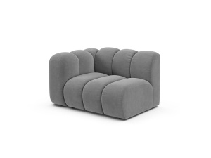 Canapea modulara gri deschis din catifea pentru 1 persoana Lupine Venus Left Micadoni