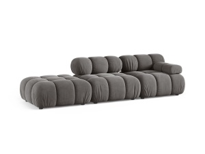 Canapea modulara gri deschis din catifea pentru 4 persoane Bellis Bluvel Left Micadoni