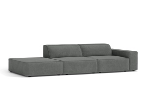 Canapea modulara gri din textil pentru 3 persoane Jodie Right Micadoni