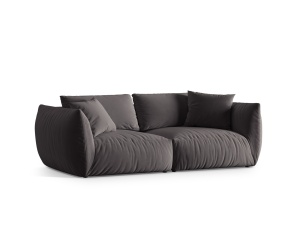 Canapea modulara gri inchis din catifea pentru 4 persoane Chris Micadoni