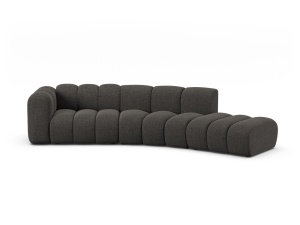 Canapea modulara gri inchis din textil pentru 5 persoane Lupine Chenille Left Micadoni