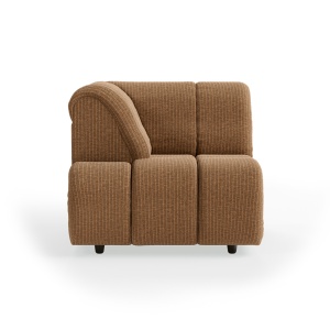 Canapea modulara maro aurie din catifea 98 cm Wave Left High Arm HKliving