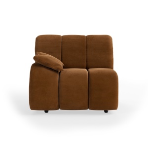 Canapea modulara maro caramel din catifea 98 cm Wave Left Low Arm HKliving
