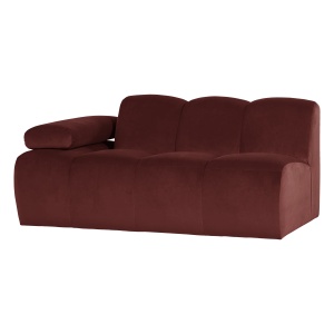 Canapea modulara maro castan din catifea pentru 1.5 persoane Mojo Left Woood
