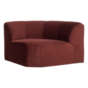 Canapea modulara maro castana din catifea 110 cm Mojo Corner Woood