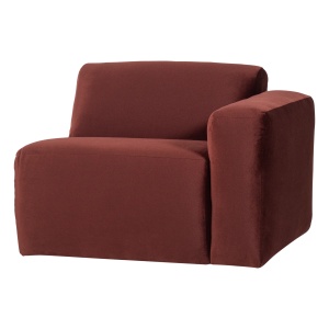 Canapea modulara maro castana din catifea pentru 1 persoana Mojo 105 Left Woood