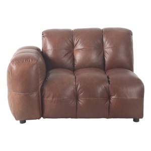 Canapea modulara maro ciocolata din piele 132 cm Hackman Corner Left Dutchbone
