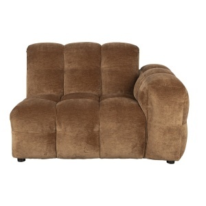 Canapea modulara maro coniac din catifea 132 cm Hackman Corner Right Dutchbone