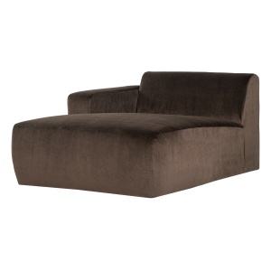 Canapea modulara maro din catifea 112 cm Mojo Lounge Left Woood
