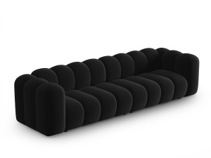 Canapea modulara neagra din catifea pentru 4 persoane Lupine Salvador Micadoni