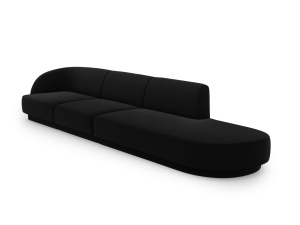 Canapea modulara neagra din catifea pentru 4 persoane Miley Bluvel Right Micadoni