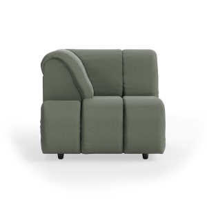 Canapea modulara verde army din bumbac 98 cm Wave Left High Arm HKliving