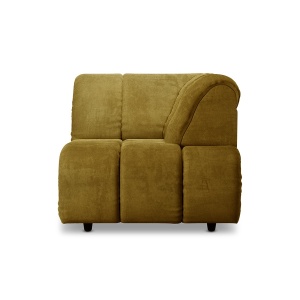 Canapea modulara verde oliv din catifea 98 cm Wave High Royal Right HKliving