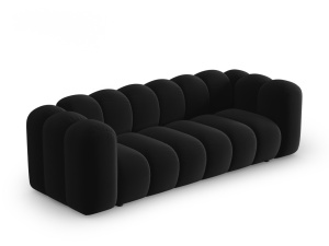 Canapea neagra din catifea pentru 3 persoane Lupine Micadoni