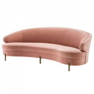 Canapea roz din catifea si lemn de pin 230 cm Pierson Eichholtz