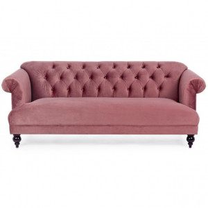 Canapea roz din catifea si lemn pentru 3 persoane Blossom Bizzotto