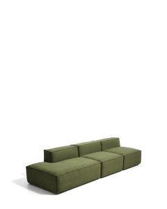 Canapea verde din catifea pentru 3 persoane Blok Corduroy Kave Home