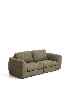 Canapea verde oliv din textil pentru 3 persoane Vera Mix Kave Home