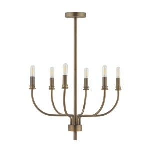 Candelabru din metal maro alama cu 6 becuri Matthew Thai Natura