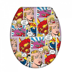 Capac pentru toaleta multicolor din fibre sintetice Pop Art Wenko