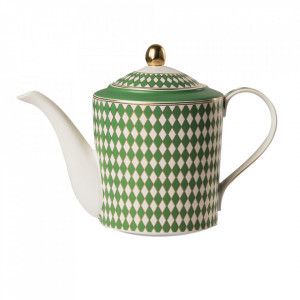Ceainic alb/verde din ceramica 1,1 L Chess Pols Potten