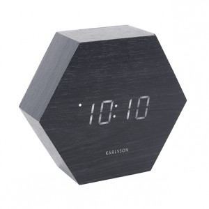 Ceas de masa hexagonal negru din lemn 11x13 cm Jara Present Time