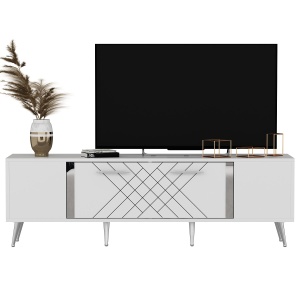 Comoda TV alba/argintie 150 cm Detas The Home Collection