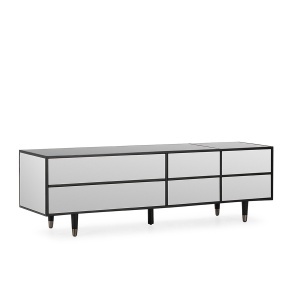 Comoda TV alba/neagra din sticla 180 cm Miro Thai Natura