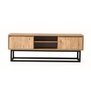Comoda TV maro/neagra din metal 180 cm Belinda The Home Collection