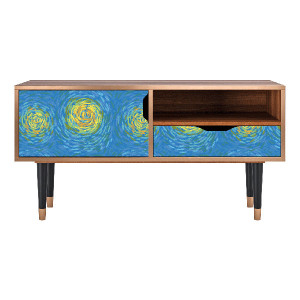 Comoda TV multicolora din MDF si lemn 114,2 cm Van Gogh Lights Sara Furny