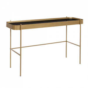 Consola aurie/neagra din metal 120 cm Rashida Bizzotto