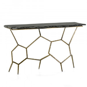 Consola aurie/neagra din metal 130 cm King Thai Natura