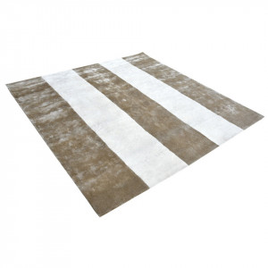 Covor bej nisipiu/alb din lana 250x250 cm Stripes Van Roon Living