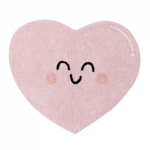 Covor roz din bumbac 90x105 cm Happy Heart Lorena Canals