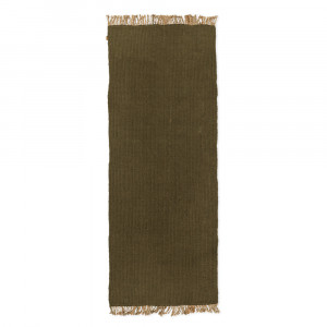 Covor verde oliv din fibre 80x200 cm Block Ferm Living