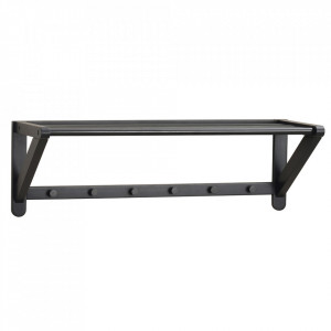Cuier cu raft negru din lemn de stejar Methro Six Rowico Home