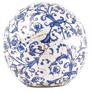 Decoratiune alb/albastra din ceramica 17 cm Ball Esschert Design