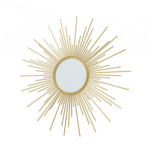 Decoratiune de perete cu oglinda aurie din fier 60 cm Ravela Boltze