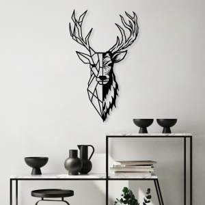 Decoratiune de perete neagra din metal 42x70 cm Deer The Home Collection