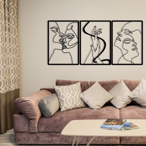 Decoratiune de perete neagra din metal 50x109 cm Faces The Home Collection