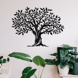 Decoratiune de perete neagra din metal 52x69 cm Tree The Home Collection