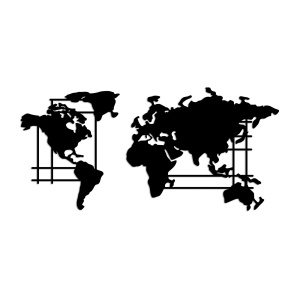 Decoratiune de perete neagra din metal 56x120 cm World Map L The Home Collection