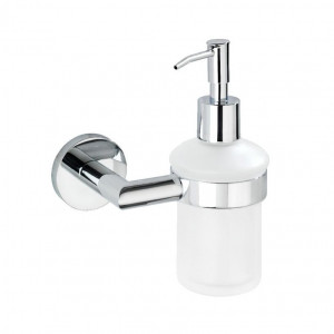 Dispenser sapun lichid alb/argintiu din sticla si metal pentru perete Power-Loc Revello Wenko