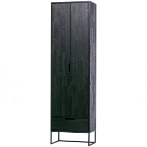 Dulap negru din lemn 210 cm Silas Woood