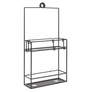 Etejera de perete pentru baie neagra din metal 61 cm Cubiko Corner Umbra